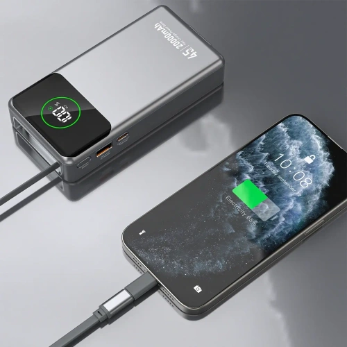 Powerbank Dudao K31 Pro 45W 20000mAh z wbudowanym zwijanym kablem USB-C - szary Powerbank Dudao K31 Pro 45W 20000mAh z wbudowanym zwijanym kablem USB-C - szary