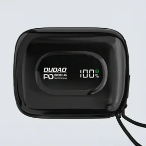 Powerbank Dudao K32 10000 mAh z wbudowanym kablem USB-C / Lightning - czarny Powerbank Dudao K32 10000 mAh z wbudowanym kablem USB-C / Lightning - czarny