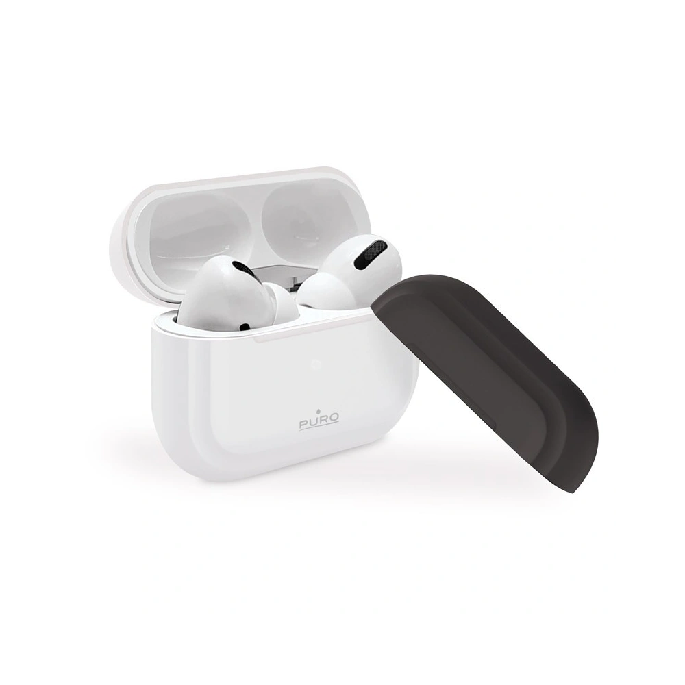 Etui PURO ICON Case Apple AirPods Pro z dodatkową osłonką (White + White Cap + Dark Grey Cap)