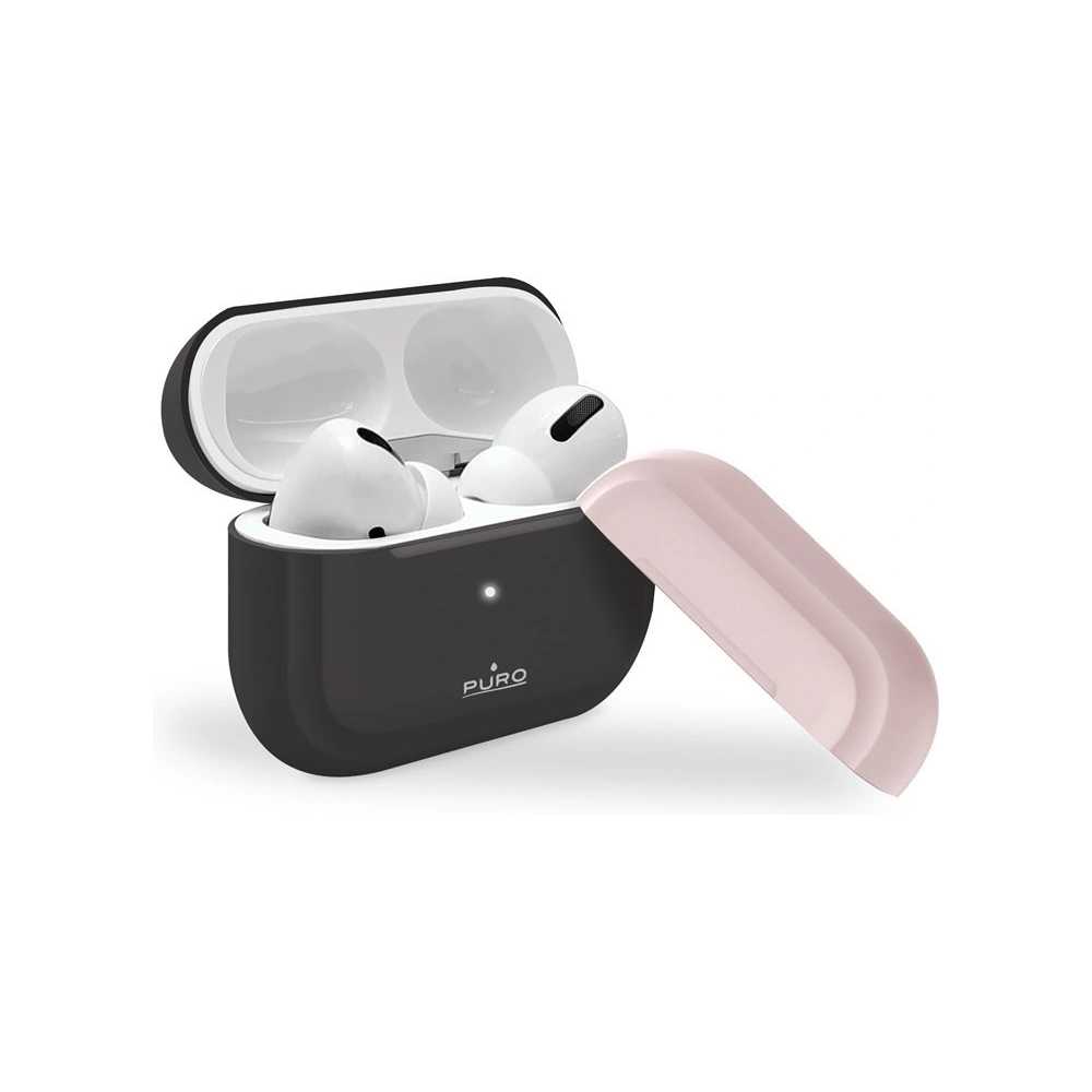 Etui PURO ICON Case Apple AirPods Pro z dodatkową osłonką (Dark Grey + Dark Grey Cap and Pink Cap)