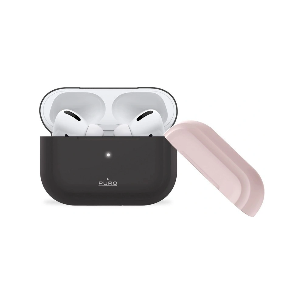 Etui PURO ICON Case Apple AirPods Pro z dodatkową osłonką (Dark Grey + Dark Grey Cap and Pink Cap)