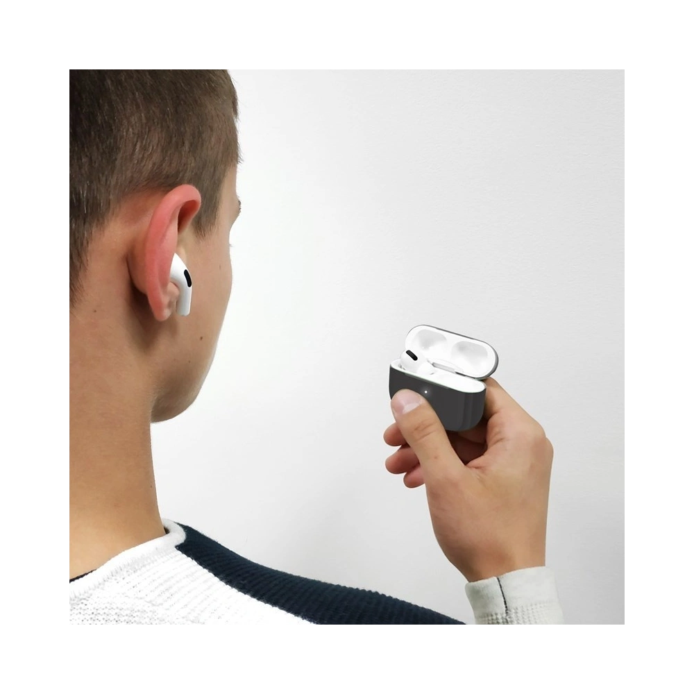 Etui PURO ICON Case Apple AirPods Pro z dodatkową osłonką (Dark Grey + Dark Grey Cap and Pink Cap)