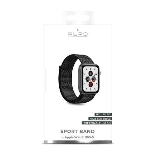 Kup Nylonový pásek PURO Band Apple Watch 4/5/6/7/SE/8/9/10 40/41/42mm (Černý) - PUR191BLK - {ean13} - Sklep Home Screen