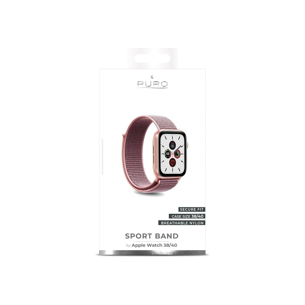 Nylonowy pasek PURO Band Apple Watch 4/5/6/7/SE/8/9/10 40/41/42mm (Różowy)