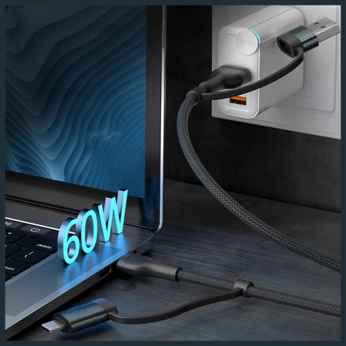 Kabel 3MK Hyper Cable N-SERIES USB-A / USB-C / USB-C/Lightning 1.2m 9V/2A 60W