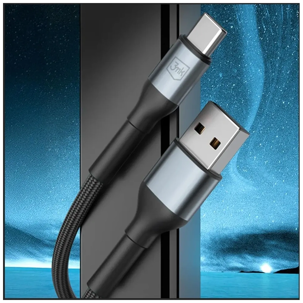 Kabel 3MK Hyper Cable N-SERIES USB-A / USB-C 2m 9V/2A 18W czarny