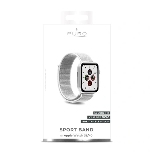Kup Nylonowy pasek PURO Band Apple Watch 4/5/6/7/SE/8/9/10 40/41/42mm (Biały) - PUR194WHT - {ean13} - Sklep Home Screen