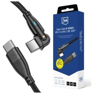 Kabel 3MK Hyper Cable N-SERIES USB-C / USB-C 2m 20V/3A 60W obrotowy czarny