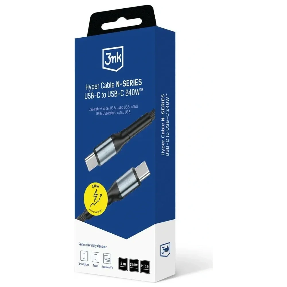 Kabel 3MK Hyper Cable N-SERIES USB-C / USB-C 2m 48V/5A 240W czarny