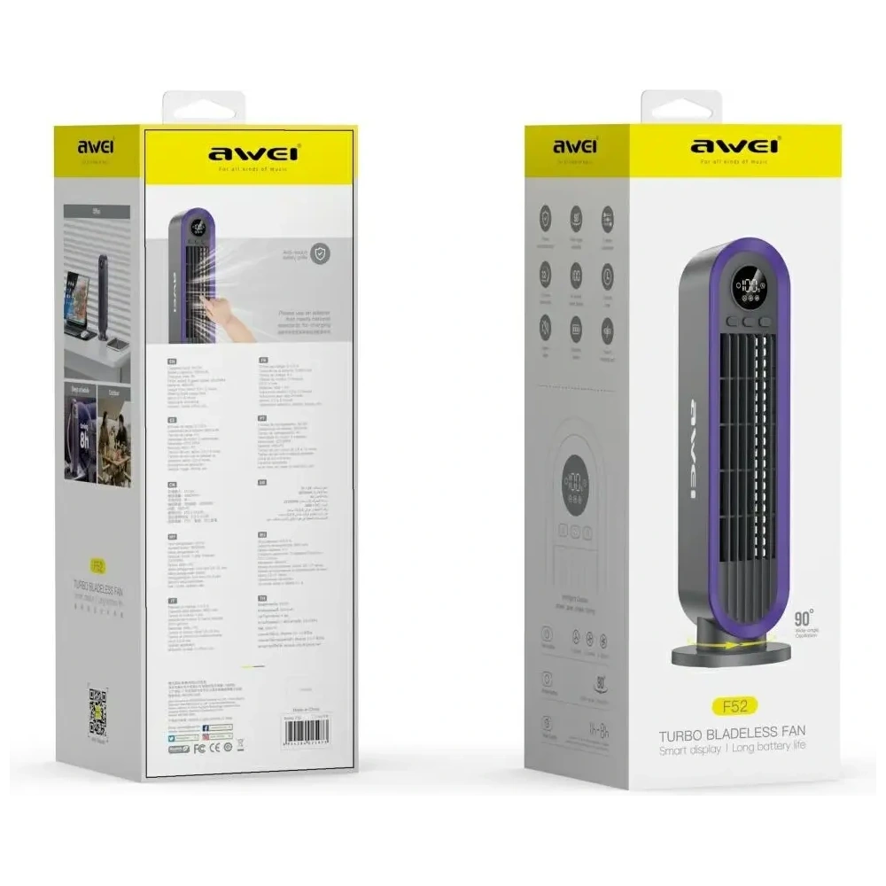 Wiatrak kolumnowy AWEI F52 3600mAh szary