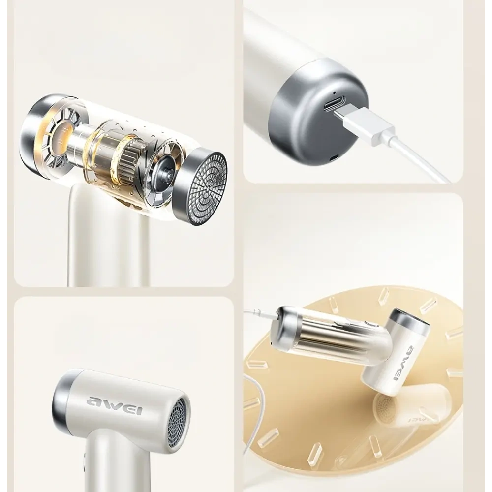 Wielofunkcyjny wiatrak AWEI F40 3w1 3300mAh biały