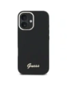 Etui Guess do Apple iPhone 16 Plus hardcase Silicone Script Metal Logo & Frame czarny