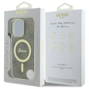 Etui Guess do Apple iPhone 16 Pro hardcase IML 4G MagSafe brązowy Etui Guess do Apple iPhone 16 Pro hardcase IML 4G MagSafe brązowy