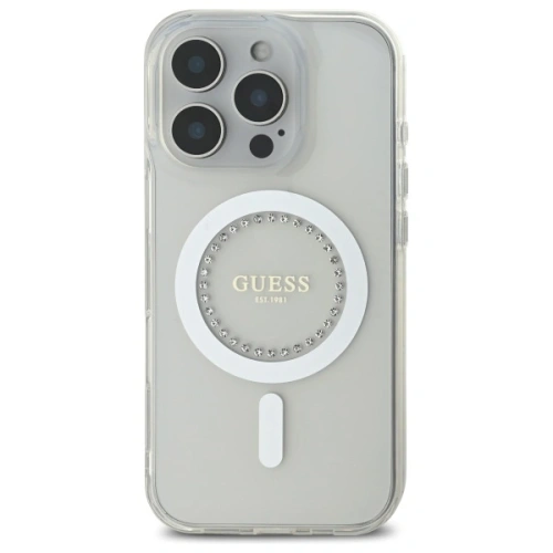 Etui Guess do Apple iPhone 16 Pro hardcase IML Rhinestones MagSafe biały Etui Guess do Apple iPhone 16 Pro hardcase IML Rhinestones MagSafe biały