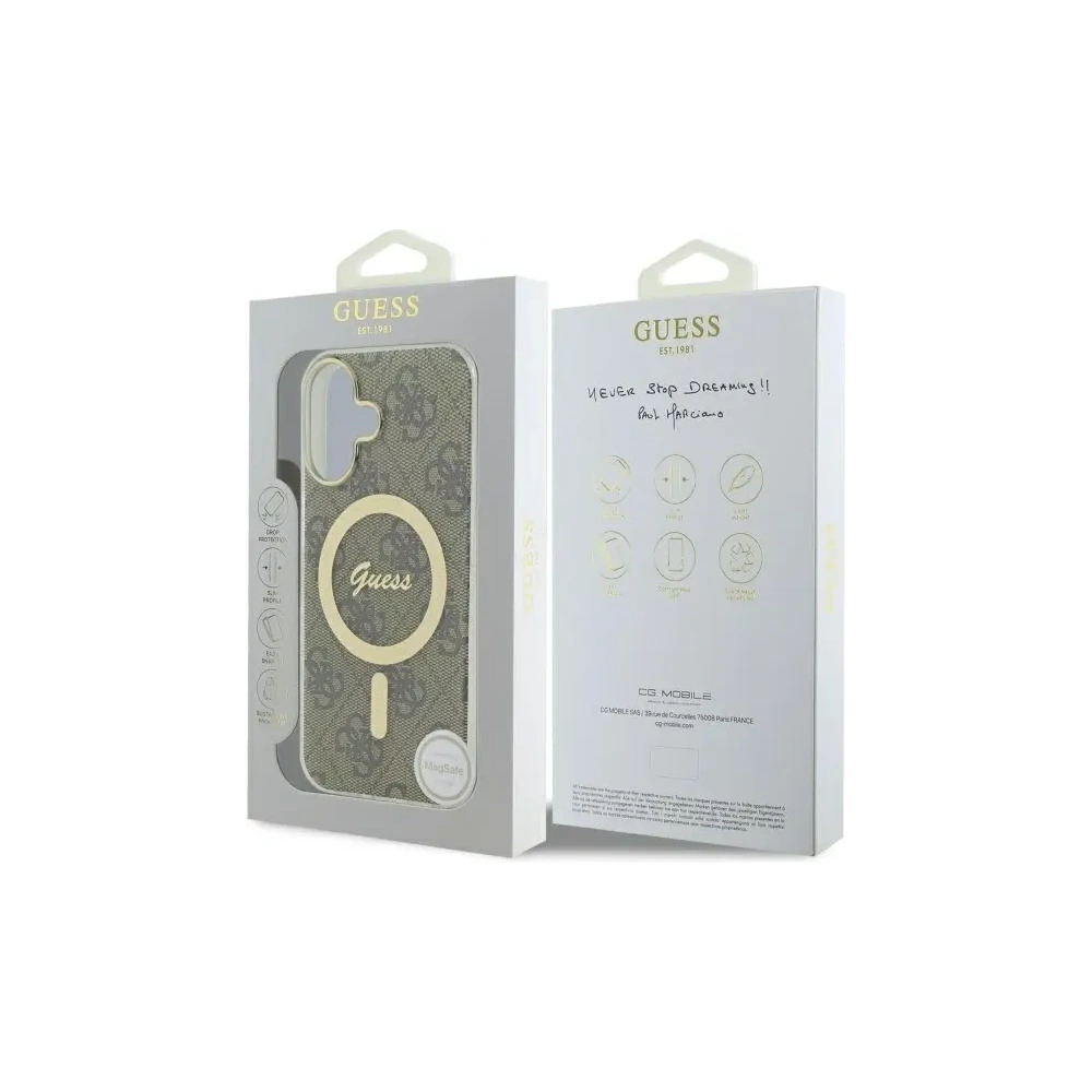 Etui Guess do Apple iPhone 16 Plus hardcase IML 4G MagSafe brązowy