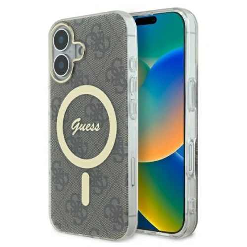 Etui Guess do Apple iPhone 16 hardcase IML 4G MagSafe brązowy Etui Guess do Apple iPhone 16 hardcase IML 4G MagSafe brązowy