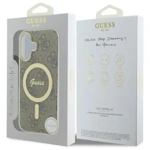 Etui Guess do Apple iPhone 16 hardcase IML 4G MagSafe brązowy Etui Guess do Apple iPhone 16 hardcase IML 4G MagSafe brązowy