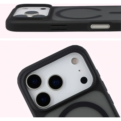 Etui z pierścieniem magnetycznym Bizon Case MatteO do Apple iPhone 17 Pro przydymione-czarne Etui z pierścieniem magnetycznym Bizon Case MatteO do Apple iPhone 17 Pro przydymione-czarne