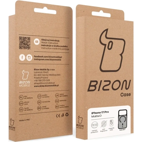 Etui z pierścieniem magnetycznym Bizon Case MatteO do Apple iPhone 17 Pro przydymione-czarne Etui z pierścieniem magnetycznym Bizon Case MatteO do Apple iPhone 17 Pro przydymione-czarne