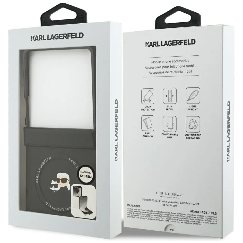 Etui Karl Lagerfeld Karl&Choupette Pins MagSafe do Samsung Galaxy Z Flip7 czarny