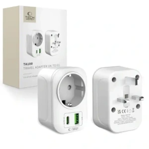 Adapter / przejściówka Tech-Protect TA100 Travel Adapter UK / EU White