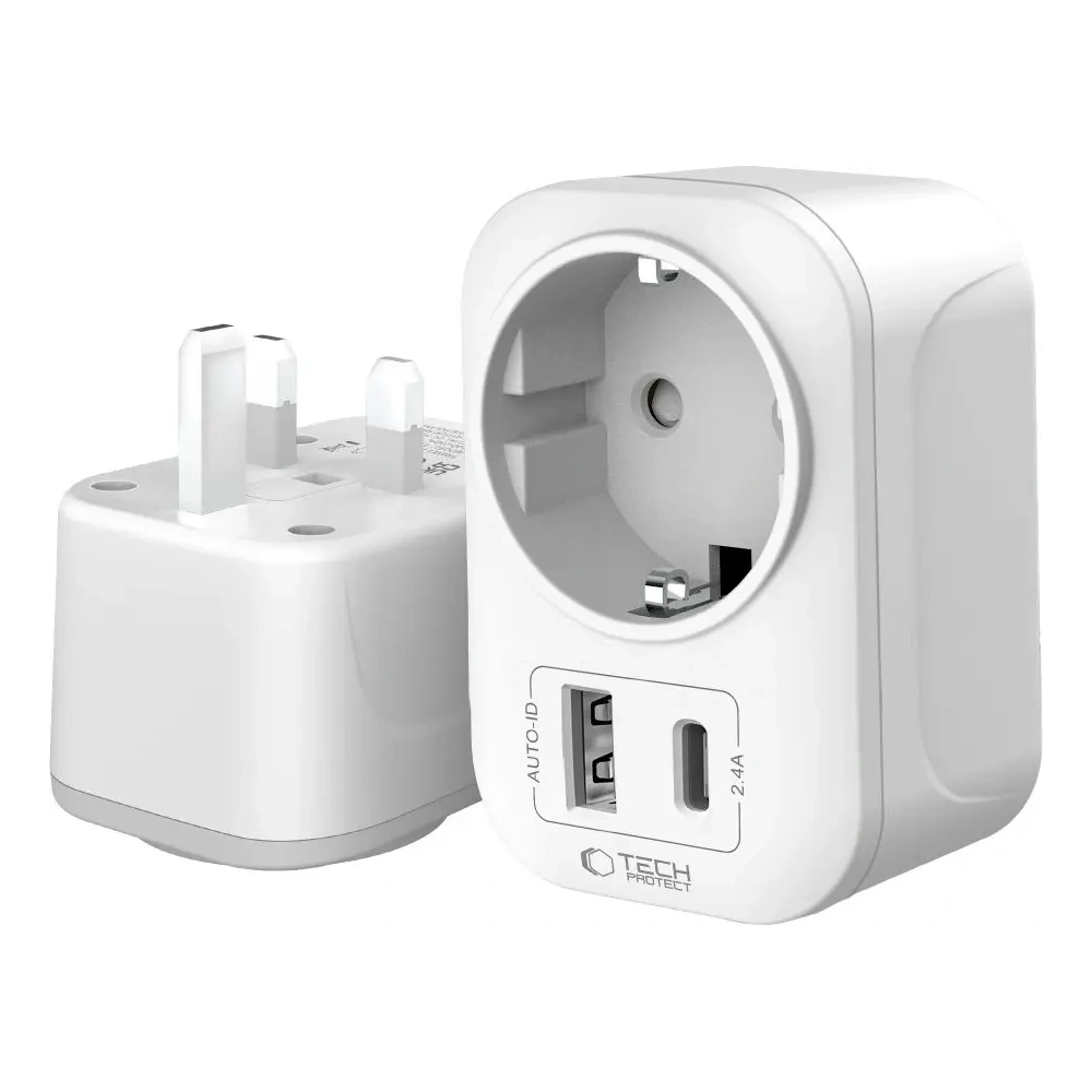 Adapter / przejściówka Tech-Protect TA100 Travel Adapter UK / EU White