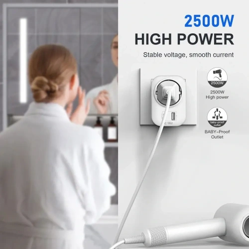 Adapter / przejściówka Tech-Protect TA100 Travel Adapter UK / EU White Adapter / przejściówka Tech-Protect TA100 Travel Adapter UK / EU White