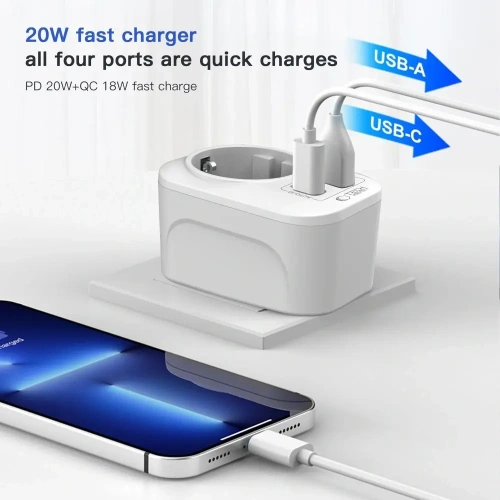 Adapter / przejściówka Tech-Protect TA100 Travel Adapter UK / EU White Adapter / przejściówka Tech-Protect TA100 Travel Adapter UK / EU White