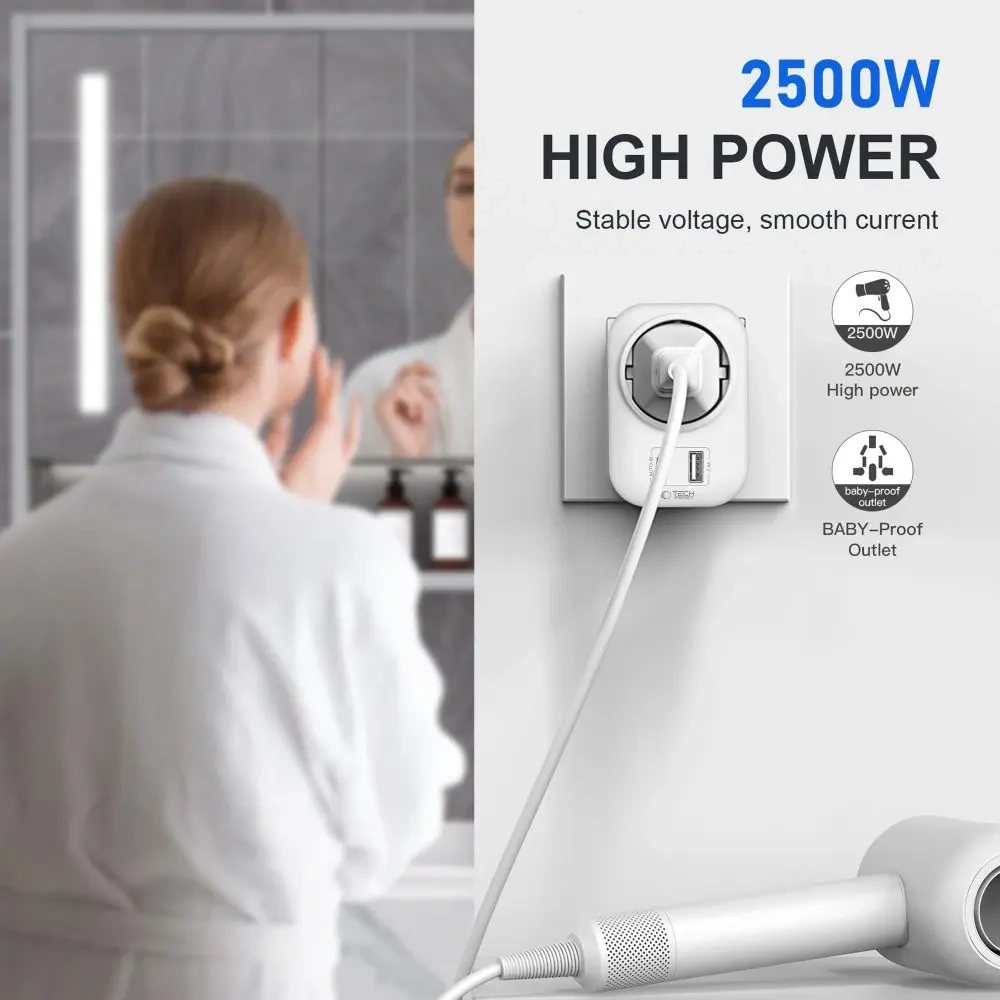 Adapter / przejściówka Tech-Protect TA100 Travel Adapter US / EU White