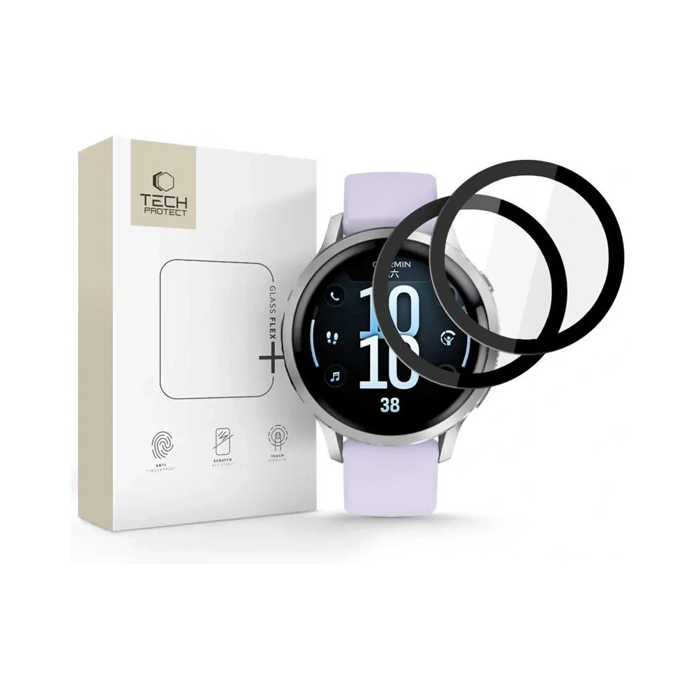Szkło hybrydowe Tech-Protect Glass Flex+ do Garmin Venu 4 41mm Black [2 PACK]