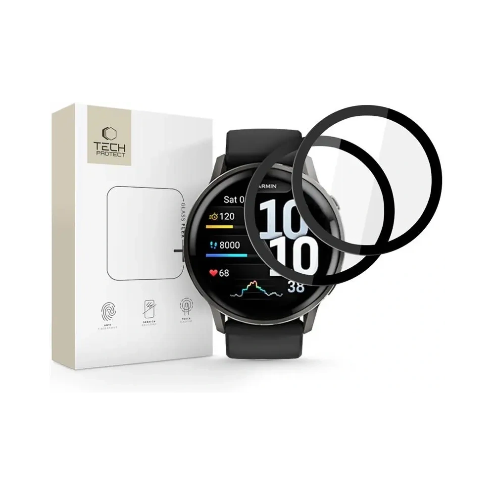 Szkło hybrydowe Tech-Protect Glass Flex+ do Garmin Venu 4 45mm Black [2 PACK]