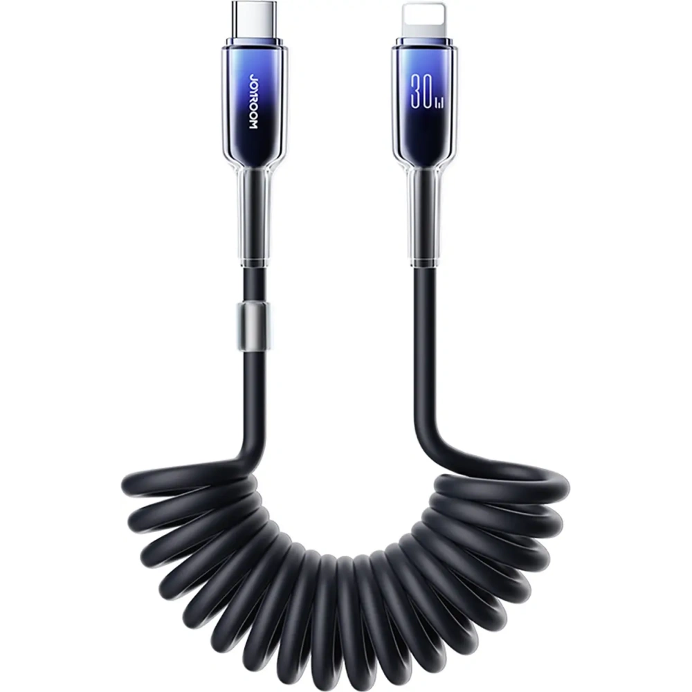 [CR] Kabel spiralny Joyroom S-A43 Crystal-Clear Series 30W USB-C / Lightning 1.5m czarny