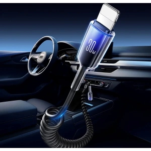 [CR] Kabel spiralny Joyroom S-A43 Crystal-Clear Series 30W USB-C / Lightning 1.5m czarny