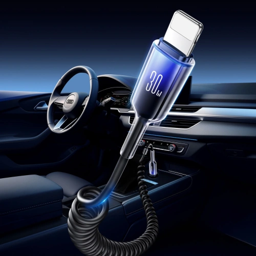 [CR] Kabel spiralny Joyroom S-A43 Crystal-Clear Series 30W USB-C / Lightning 1.5m czarny