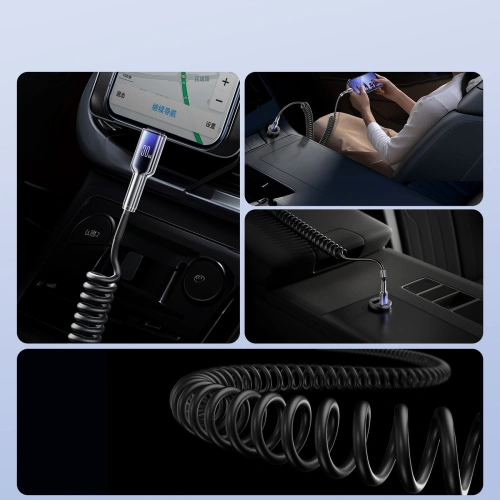 [CR] Kabel spiralny Joyroom S-A43 Crystal-Clear Series 30W USB-C / Lightning 1.5m czarny