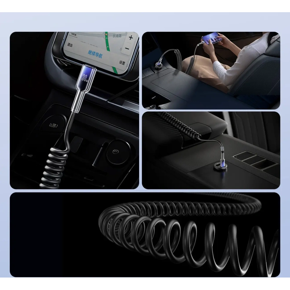 [CR] Kabel spiralny Joyroom S-A43 Crystal-Clear Series 30W USB-C / Lightning 1.5m czarny