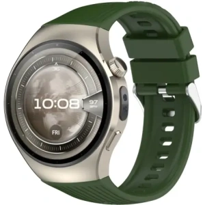 Silikonowy pasek Bizon Strap Watch Silicone T do Huawei Watch 5 46mm ciemnozielony