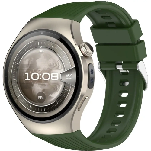 Silikonowy pasek Bizon Strap Watch Silicone T do Huawei Watch 5 46mm ciemnozielony