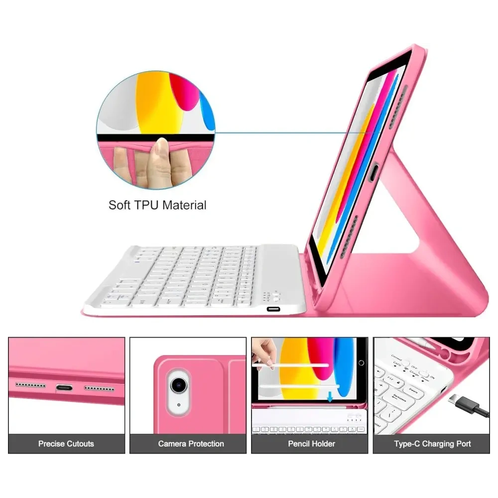 Etui Tech-Protect SmartCase Pen + Keyboard Apple iPad 10.9" 2022 / 11" 2025 Magenta