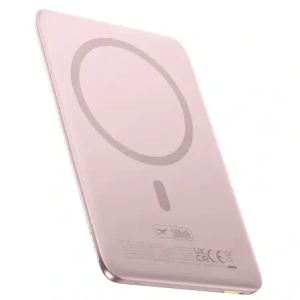 Powerbank Baseus PicoGo AM41 Ultra-Slim 5000mAh 20W kompatybilny z MagSafe + kabel Baseus Simple USB-C 60W 30cm różowy