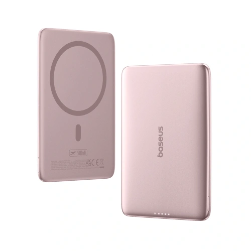 Powerbank Baseus PicoGo AM41 Ultra-Slim 5000mAh 20W kompatybilny z MagSafe + kabel Baseus Simple USB-C 60W 30cm różowy Powerbank Baseus PicoGo AM41 Ultra-Slim 5000mAh 20W kompatybilny z MagSafe + kabel Baseus Simple USB-C 60W 30cm różowy