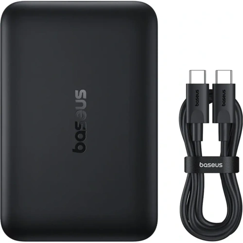 Powerbank Baseus EnerFill FM11 Ultra-Mini 10000mAh 22.5W kompatybilny z MagSafe + kabel Baseus Simple USB-C 20V 3A 30cm czarny Powerbank Baseus EnerFill FM11 Ultra-Mini 10000mAh 22.5W kompatybilny z MagSafe + kabel Baseus Simple USB-C 20V 3A 30cm czarny
