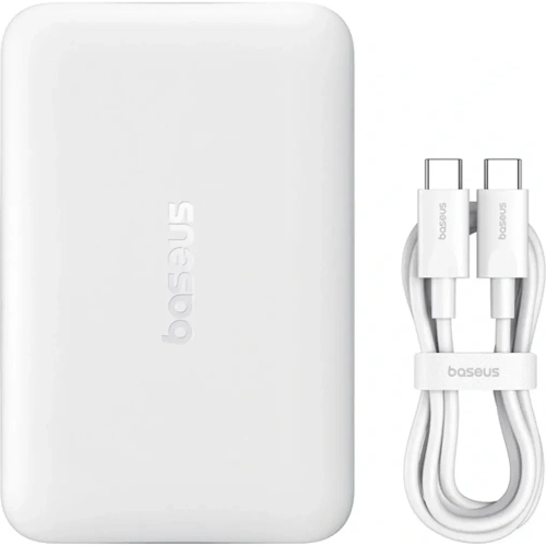 Powerbank Baseus EnerFill FM11 Ultra-Mini 10000mAh 22.5W kompatybilny z MagSafe + kabel Baseus Simple USB-C 20V 3A 30cm biały Powerbank Baseus EnerFill FM11 Ultra-Mini 10000mAh 22.5W kompatybilny z MagSafe + kabel Baseus Simple USB-C 20V 3A 30cm biały