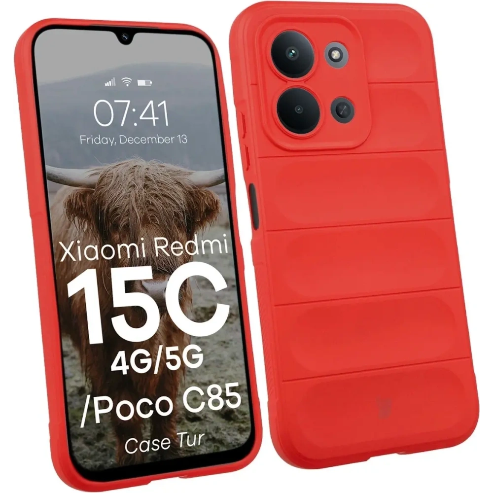 Pancerne etui Bizon Case Tur do Xiaomi Redmi 15C 4G / 5G / POCO C85 4G czerwone