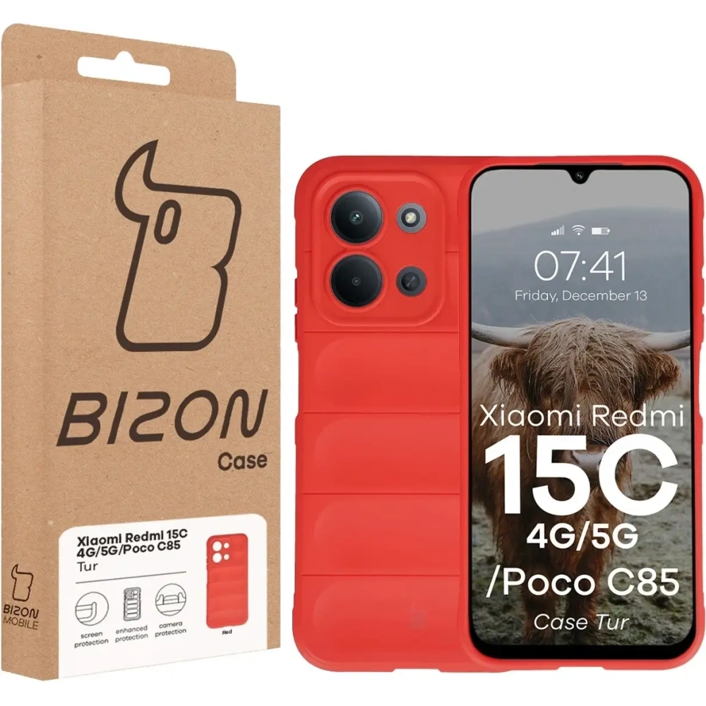 Pancerne etui Bizon Case Tur do Xiaomi Redmi 15C 4G / 5G / POCO C85 4G czerwone