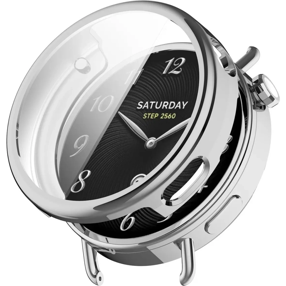 Etui z osłoną ekranu Bizon Case Watch Felipe do Xiaomi Watch S4 41mm srebrne