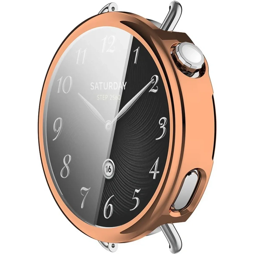 Etui z osłoną ekranu Bizon Case Watch Felipe do Xiaomi Watch S4 41mm różowozłote