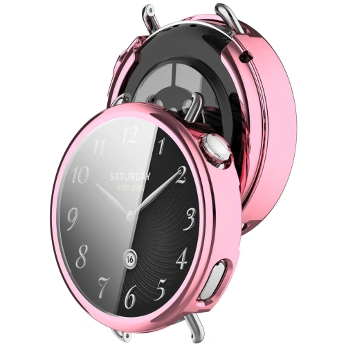 Etui z osłoną ekranu Bizon Case Watch Felipe do Xiaomi Watch S4 41mm różowe