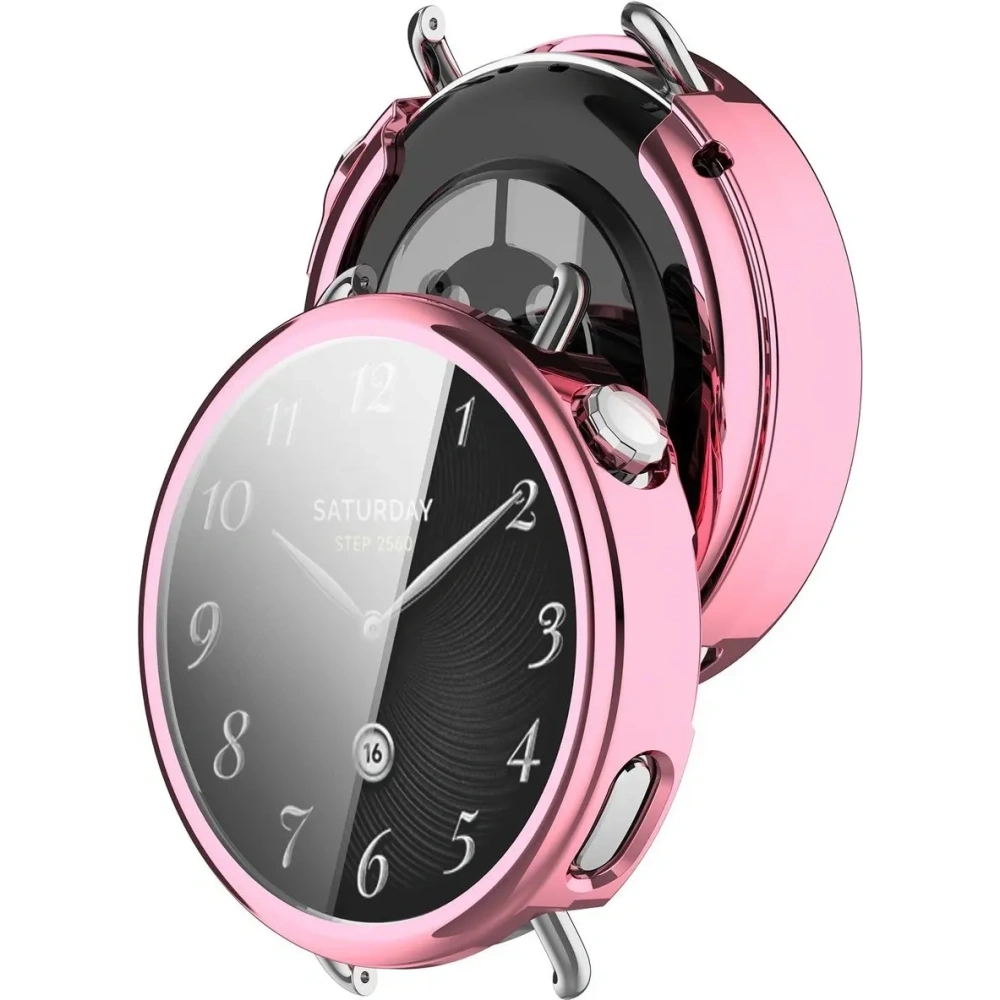Etui z osłoną ekranu Bizon Case Watch Felipe do Xiaomi Watch S4 41mm różowe
