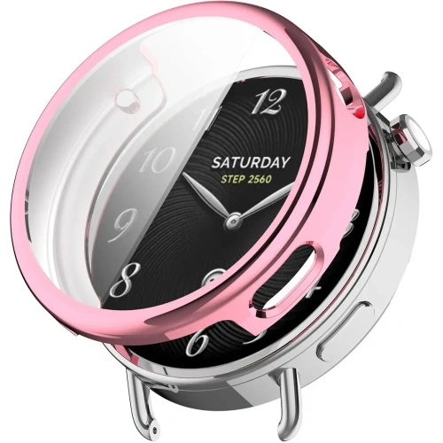 Etui z osłoną ekranu Bizon Case Watch Felipe do Xiaomi Watch S4 41mm różowe